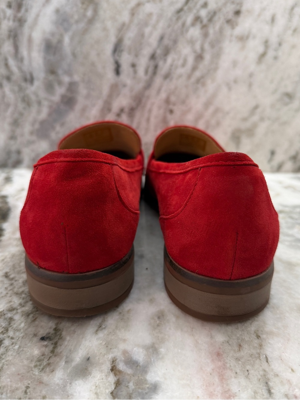 Clarks Ultimate Comfort Collection Women’s Vibrant Red Suede Penny Loafers - Picture 3 of 7